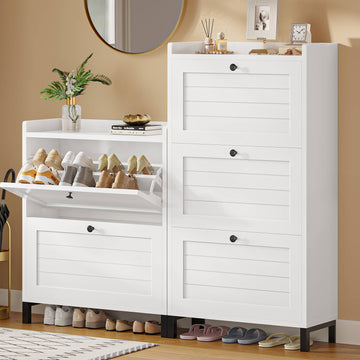 AOGLLATI Meuble Chaussures 2 Portes Meuble à Chaussures étroit Blanc