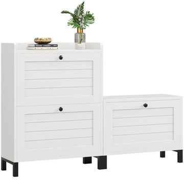 AOGLLATI Meuble Chaussure Banc avec Siège Meuble à Chaussures étroit Blanc 141x30x90cm