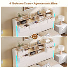 AOGLLATI Lit Hydraulique 140x200 avec Éclairage LED, Multiprise & 4 Tiroirs