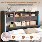 AOGLLATI Lit Hydraulique 140x200 avec Éclairage LED, Multiprise & 4 Tiroirs