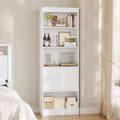 Bibliothèque Meuble de Rangement avec 2 Grands Tiroirs et 4 Compartiments Colonne Polyvalente avec Étagère Réglable180x60x24 CM