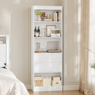 Bibliothèque Meuble de Rangement avec 2 Grands Tiroirs et 4 Compartiments Colonne Polyvalente avec Étagère Réglable180x60x24 CM