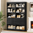 Bibliothèque Meuble de Rangement avec 2 Grands Tiroirs et 4 Compartiments Colonne Polyvalente avec Étagère Réglable180x60x24 CM