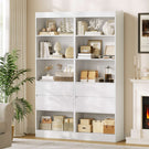 Bibliothèque Meuble de Rangement avec 2 Grands Tiroirs et 4 Compartiments Colonne Polyvalente avec Étagère Réglable180x60x24 CM