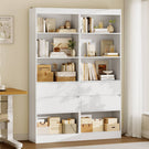 Bibliothèque Meuble de Rangement avec 2 Grands Tiroirs et 4 Compartiments Colonne Polyvalente avec Étagère Réglable180x60x24 CM