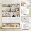 Bibliothèque Meuble de Rangement avec 2 Grands Tiroirs et 4 Compartiments Colonne Polyvalente avec Étagère Réglable180x60x24 CM