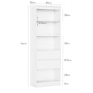 Bibliothèque Meuble de Rangement avec 2 Grands Tiroirs et 4 Compartiments Colonne Polyvalente avec Étagère Réglable180x60x24 CM