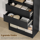 Bibliothèque Meuble de Rangement avec 2 Grands Tiroirs et 4 Compartiments Colonne Polyvalente avec Étagère Réglable180x60x24 CM