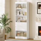 Bibliothèque Meuble de Rangement avec 2 Grands Tiroirs et 4 Compartiments Colonne Polyvalente avec Étagère Réglable180x60x24 CM