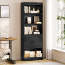Bibliothèque Meuble de Rangement avec 2 Grands Tiroirs et 4 Compartiments Colonne Polyvalente avec Étagère Réglable180x60x24 CM