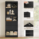 Bibliothèque Meuble de Rangement avec 2 Grands Tiroirs et 4 Compartiments Colonne Polyvalente avec Étagère Réglable180x60x24 CM