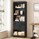 Bibliothèque Meuble de Rangement avec 2 Grands Tiroirs et 4 Compartiments Colonne Polyvalente avec Étagère Réglable180x60x24 CM