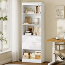 Bibliothèque Meuble de Rangement avec 2 Grands Tiroirs et 4 Compartiments Colonne Polyvalente avec Étagère Réglable180x60x24 CM