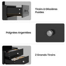 Table de chevet AOGLLATI avec lumière LED et veilleuse prise électrique 2 tiroirs et espace de rangement noir 40x35x59 cm