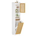 Meuble Colonne Salle de Bain Meuble de Rangement avec Etagère Réglable 2 Paniers à Linge 2 Étagères Ouvertes 30 x 30 x 170 cm