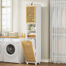 Meuble Colonne Salle de Bain Meuble de Rangement avec Etagère Réglable 2 Paniers à Linge 2 Étagères Ouvertes 30 x 30 x 170 cm