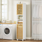 Meuble Colonne Salle de Bain Meuble de Rangement avec Etagère Réglable 2 Paniers à Linge 2 Étagères Ouvertes 30 x 30 x 170 cm