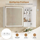 AOGLLATI  Armoire Murale Salle de Bain avec Prise 3 Températures Lumière  Dimmable  Armoire de Toilette avec Miroir HD 16 x 80 x 60 cm Blanc
