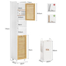 Meuble Colonne Salle de Bain Meuble de Rangement avec Etagère Réglable 2 Paniers à Linge 2 Étagères Ouvertes 30 x 30 x 170 cm