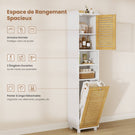 Meuble Colonne Salle de Bain Meuble de Rangement avec Etagère Réglable 2 Paniers à Linge 2 Étagères Ouvertes 30 x 30 x 170 cm
