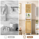 Meuble Colonne Salle de Bain Meuble de Rangement avec Etagère Réglable 2 Paniers à Linge 2 Étagères Ouvertes 30 x 30 x 170 cm