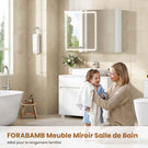 AOGLLATI  Armoire Murale Salle de Bain avec Prise 3 Températures Lumière  Dimmable  Armoire de Toilette avec Miroir HD 16 x 80 x 60 cm Blanc