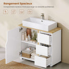 AOGLLATI Meuble sous lavabo Meuble sous Vasque avec 3 Tiroirs Latéraux 2 Cases derrière la Porte Étagères Réglables Blanc 30 x 60 x 72 cm