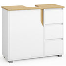AOGLLATI Meuble sous lavabo Meuble sous Vasque avec 3 Tiroirs Latéraux 2 Cases derrière la Porte Étagères Réglables Blanc 30 x 60 x 72 cm