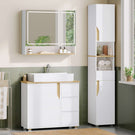 AOGLLATI Meuble sous lavabo Meuble sous Vasque avec 3 Tiroirs Latéraux 2 Cases derrière la Porte Étagères Réglables Blanc 30 x 60 x 72 cm