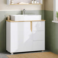 AOGLLATI Meuble sous lavabo Meuble sous Vasque avec 3 Tiroirs Latéraux 2 Cases derrière la Porte Étagères Réglables Blanc 30 x 60 x 72 cm