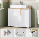 AOGLLATI Meuble sous lavabo Meuble sous Vasque avec 3 Tiroirs Latéraux 2 Cases derrière la Porte Étagères Réglables Blanc 30 x 60 x 72 cm