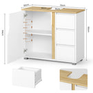 AOGLLATI Meuble sous lavabo Meuble sous Vasque avec 3 Tiroirs Latéraux 2 Cases derrière la Porte Étagères Réglables Blanc 30 x 60 x 72 cm