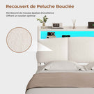Lit à réglage hydraulique AOGLLATI 140 × 200 avec espace de rangement, équipé d'un éclairage LED et d'un port USB tête de lit rembourrée avec espace de rangement