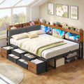 Canapé-lit AOGLLATI 140 x 200 avec rangement plusieurs p Rich text editor Descriptionrises et éclairage LED  avec tête de lit rembourrée lit pour enfants lit double avec cadre en métal