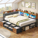 Canapé-lit AOGLLATI 140 x 200 avec rangement plusieurs p Rich text editor Descriptionrises et éclairage LED  avec tête de lit rembourrée lit pour enfants lit double avec cadre en métal