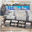 Canapé-lit AOGLLATI 140 x 200 avec rangement plusieurs p Rich text editor Descriptionrises et éclairage LED  avec tête de lit rembourrée lit pour enfants lit double avec cadre en métal