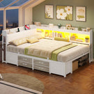 Canapé-lit AOGLLATI 140 x 200 avec rangement plusieurs p Rich text editor Descriptionrises et éclairage LED  avec tête de lit rembourrée lit pour enfants lit double avec cadre en métal