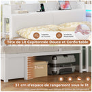 Canapé-lit AOGLLATI 140 x 200 avec rangement plusieurs p Rich text editor Descriptionrises et éclairage LED  avec tête de lit rembourrée lit pour enfants lit double avec cadre en métal